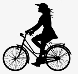 女人骑自行车剪影骑自行车的人剪影图标高清图片