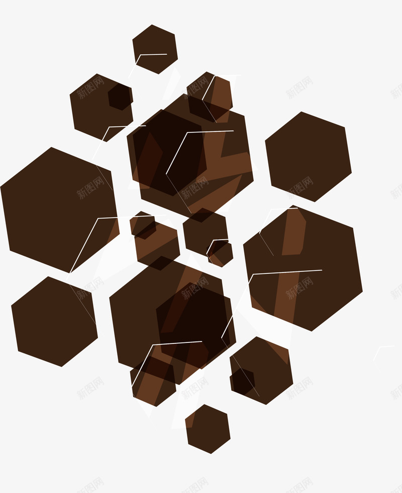 咖啡色几何方块png免抠素材_新图网 https://ixintu.com 六边形 几何 咖啡色 图案 方块 格子 清新 简约