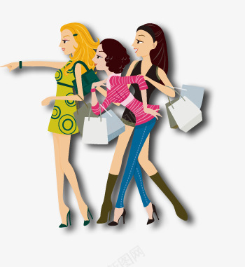 女人们的购物png免抠素材_新图网 https://ixintu.com PNG素材 免费PNG 免费素材 剪影 彩色