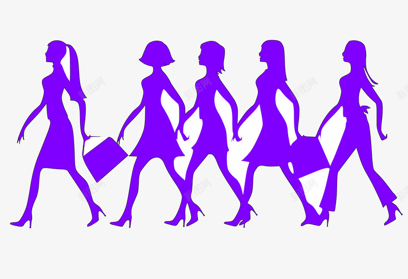 女人优雅地行走png免抠素材_新图网 https://ixintu.com 优雅 剪影 女人 手提包 紫色 行走的人