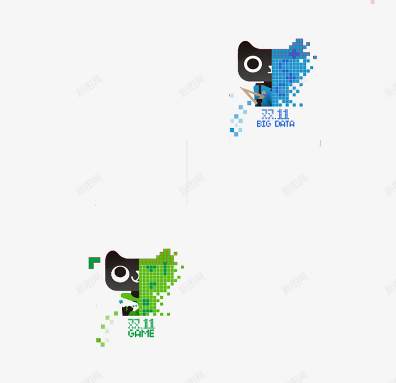 创意天猫猫头双十一png免抠素材_新图网 https://ixintu.com 创意 卡通猫 双11 天猫 方块猫头