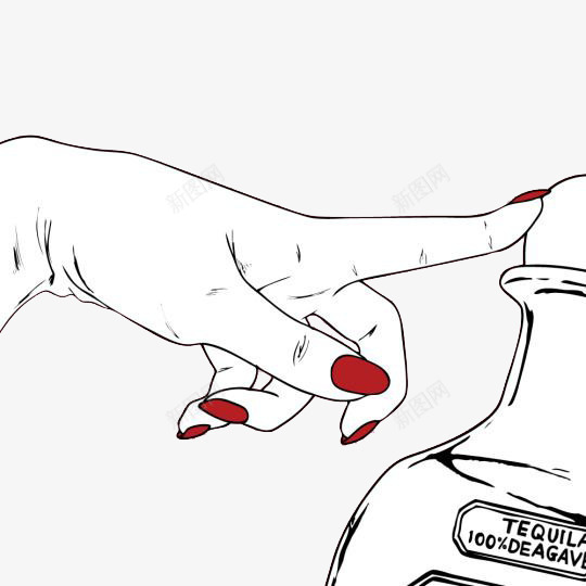 红指甲的手指着酒psd免抠素材_新图网 https://ixintu.com 坏女人 手控福利 手绘 特写 红指甲 酷女孩