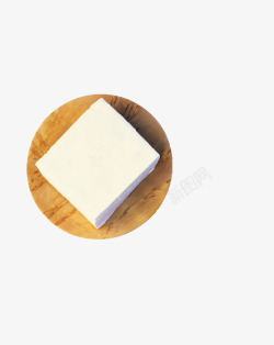 方块豆腐圆木板上的方块豆腐高清图片