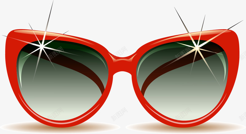 红色边框墨镜png免抠素材_新图网 https://ixintu.com 卡通 墨镜 太阳眼镜 沙滩 遮阳镜
