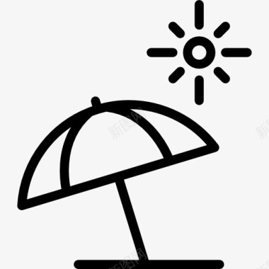 沙滩伞太阳图标图标