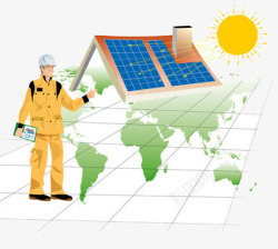 安装太阳能的工作人员素材