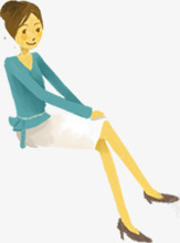 女人png免抠素材_新图网 https://ixintu.com 二郎腿 坐着 女人 扎头发 翘二郎腿 裙子