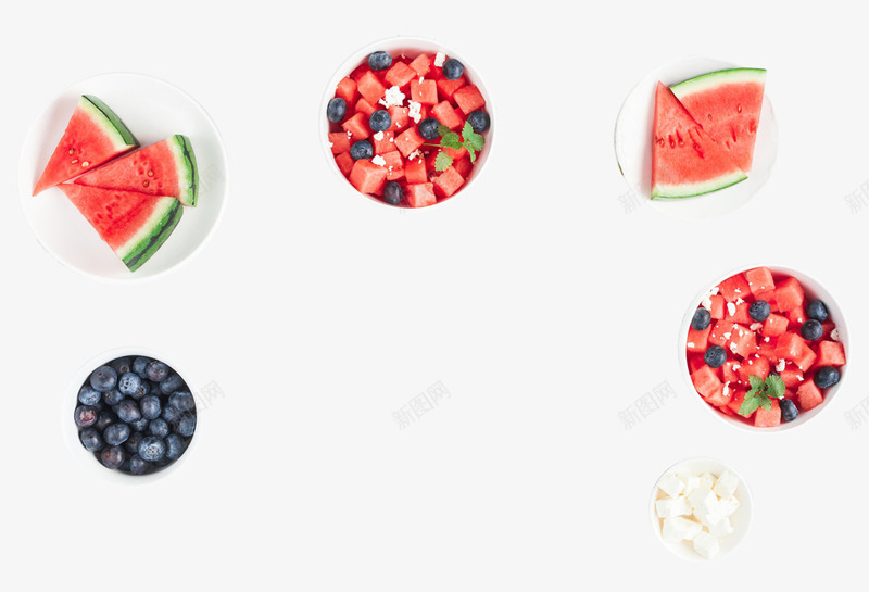 夏天的西瓜水果png免抠素材_新图网 https://ixintu.com 水果 碗装 蓝莓 西瓜