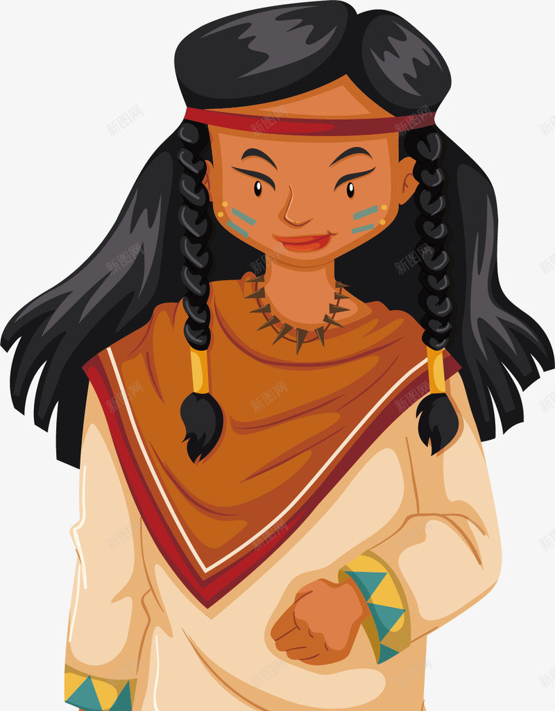 印第安部落女人png免抠素材_新图网 https://ixintu.com 印第安人 印第安女人 民族少女 矢量素材