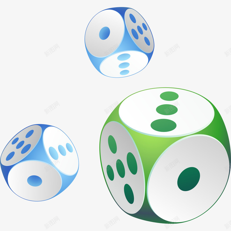 彩色骰子png免抠素材_新图网 https://ixintu.com 彩色 方块 绿色 蓝色 骰子