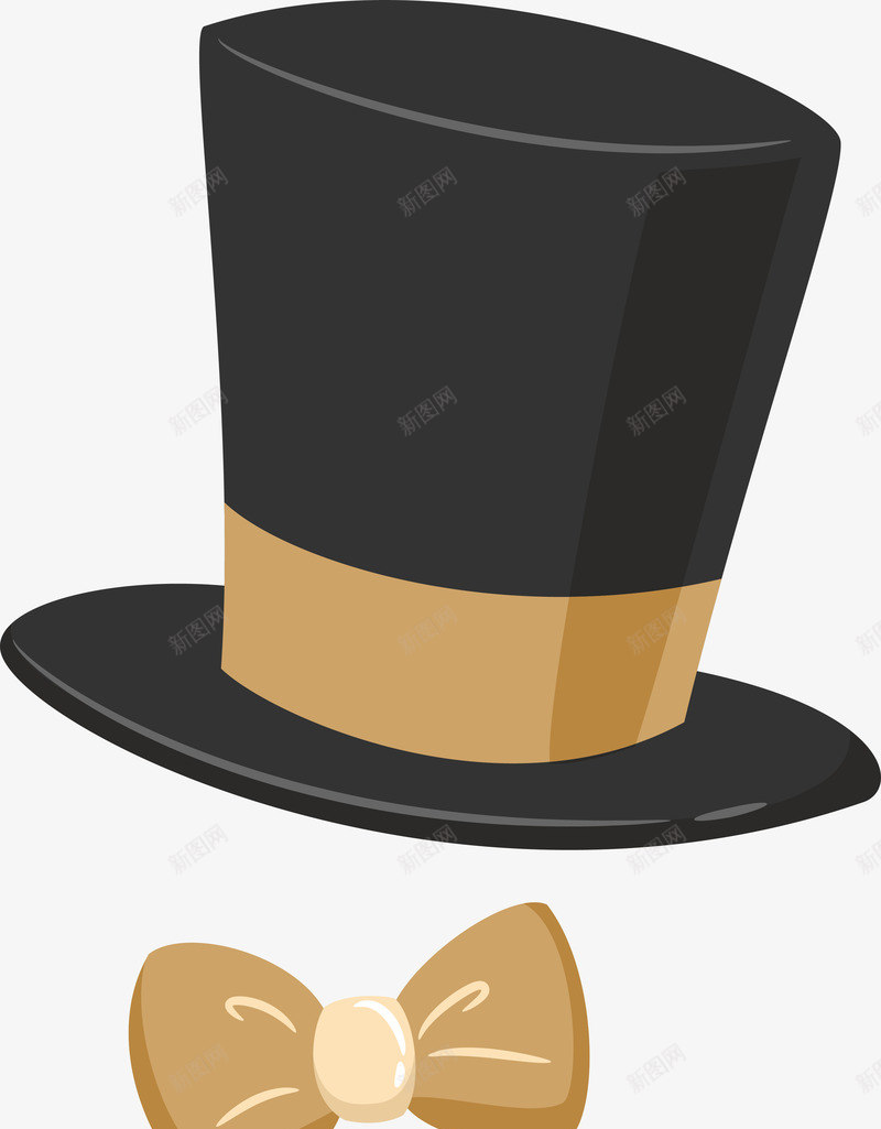 卡通黑色绅士帽子png免抠素材_新图网 https://ixintu.com 2018 卡通 新年庆祝 绅士 黑色