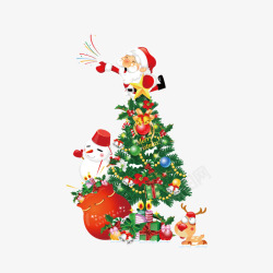 彩色圣诞老人圣诞树素材