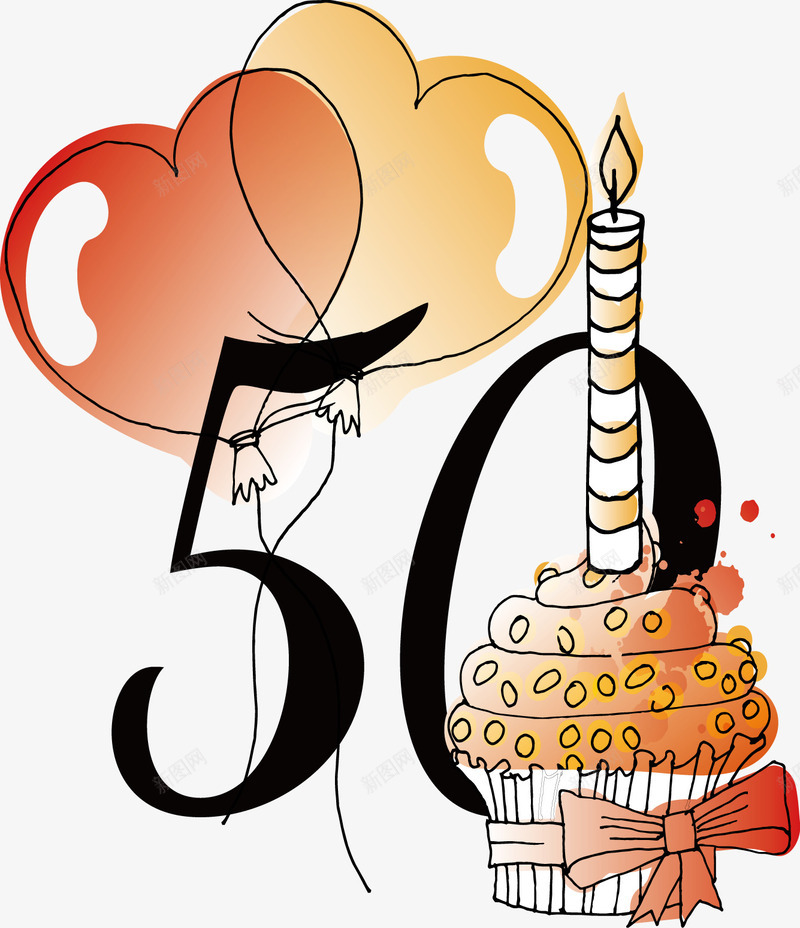 50周年生日庆祝png免抠素材_新图网 https://ixintu.com 50年 周年 生日 装饰