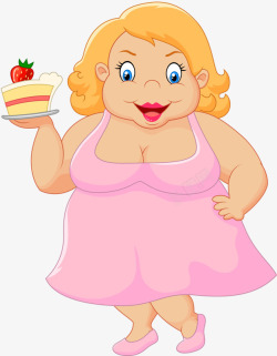 手捧蛋糕矢量手捧蛋糕的胖女人高清图片