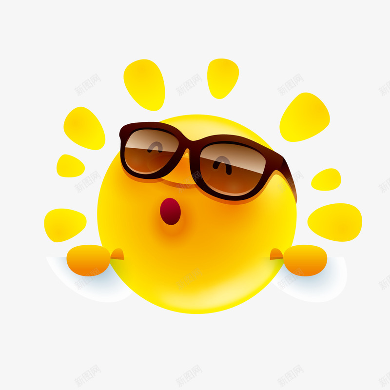 戴着墨镜的太阳png免抠素材_新图网 https://ixintu.com 卡通太阳 墨镜 背景装饰 金色太阳 黄色调养