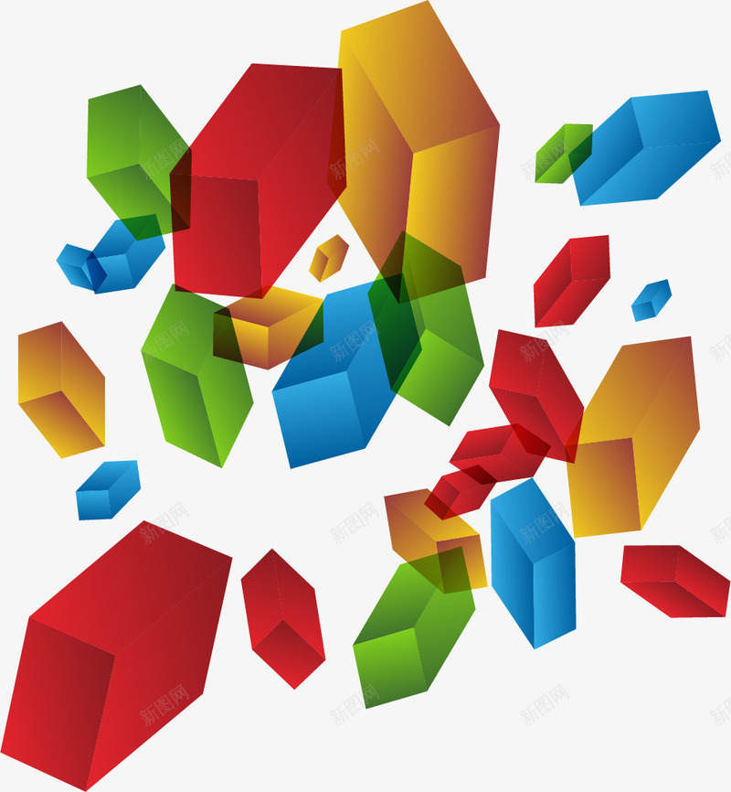 手绘彩色方块png免抠素材_新图网 https://ixintu.com 彩色 手绘 方块 立体