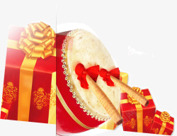 喜庆庆祝元素中国红大鼓素材