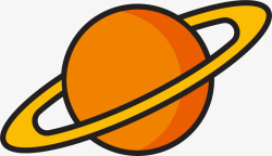 橙色卡通星环星球素材