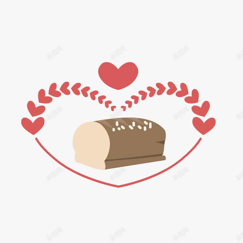 红色爱心麦穗烘培标签图标png_新图网 https://ixintu.com 卡通烘培蛋糕 烘培logo 烘培标签 烘培标识