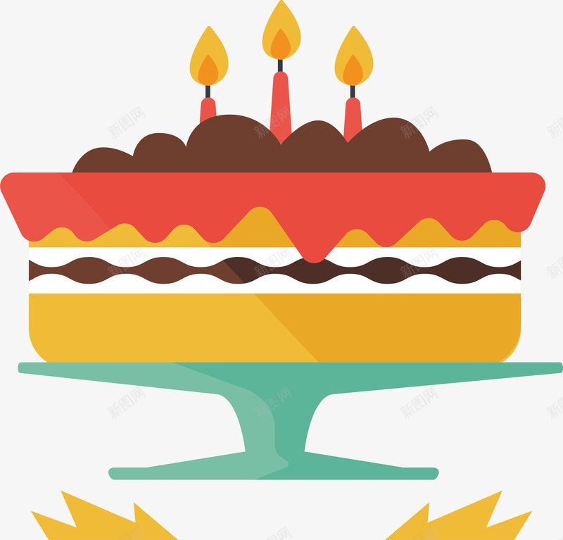 卡通生日蛋糕png免抠素材_新图网 https://ixintu.com 卡通蛋糕 庆祝生日 点燃蜡烛 生日蛋糕 矢量png 蛋糕