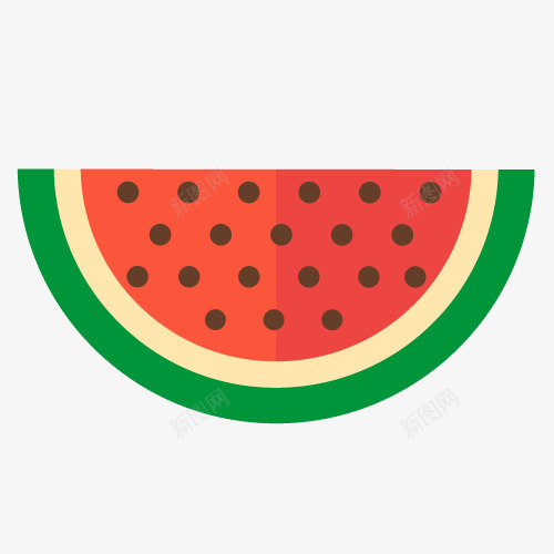 扁平化一块西瓜png免抠素材_新图网 https://ixintu.com 夏天 水果 甜甜的 红色 绿色皮 西瓜