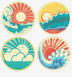 海洋背景图案圆形LOGO图标高清图片