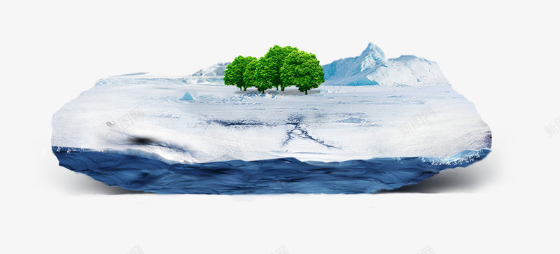 冰块元素psd免抠素材_新图网 https://ixintu.com 冰块 树木 绿色 蓝色