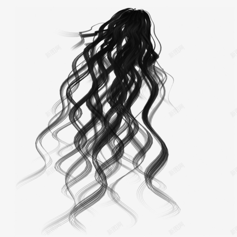 女式长发发型png免抠素材_新图网 https://ixintu.com 发型 头发笔刷 女式 女式长发发型 长发 飘发