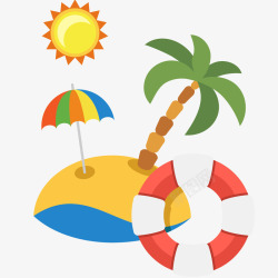 沙滩安全救生圈旅行度假保险插画矢量图高清图片