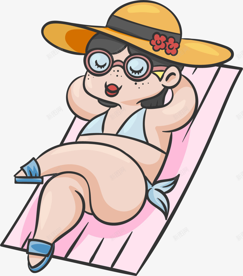 夏天躺着晒太阳的女孩png免抠素材_新图网 https://ixintu.com 可爱女孩 夏天 戴着帽子 沙滩风 穿着比基尼 躺着晒太阳