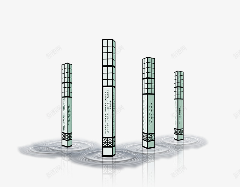 地产水中的立体柱png免抠素材_新图网 https://ixintu.com 商业元素 地产水中的立体柱 水波 波浪 海报 长方体