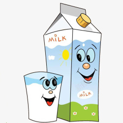 卡通牛奶盒卡通牛奶杯手绘素材