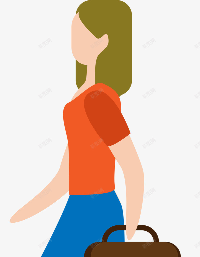 行走的女人人物插画png免抠素材_新图网 https://ixintu.com 人物插画 可爱女人 女人插画 美丽女人 行走的女人 走路