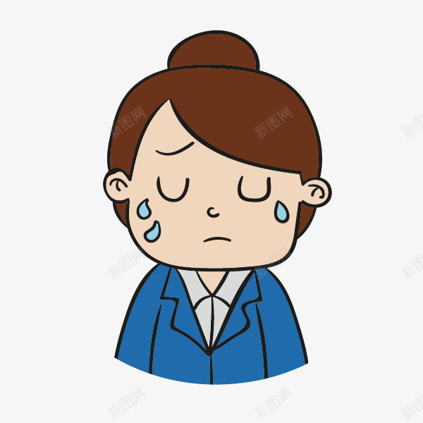 哭啼的女人png免抠素材_新图网 https://ixintu.com 丸子头 伤心的 卡通 哭啼的 女人 流泪的