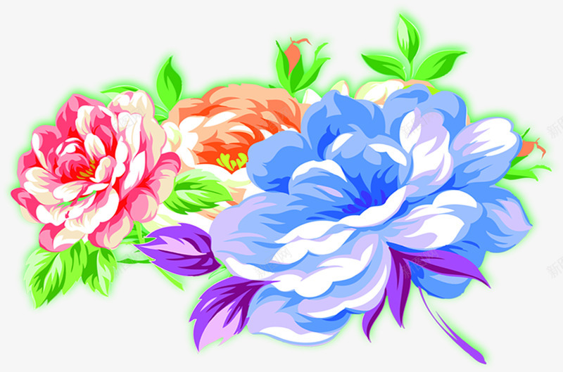 彩色中式牡丹花朵png免抠素材_新图网 https://ixintu.com 中式 彩色 牡丹 花朵