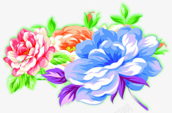 古典手绘牡丹花朵素材