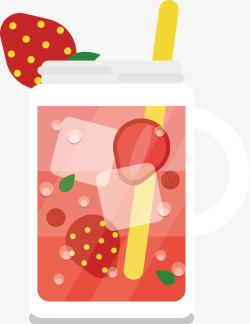 冰块草莓汁矢量图素材
