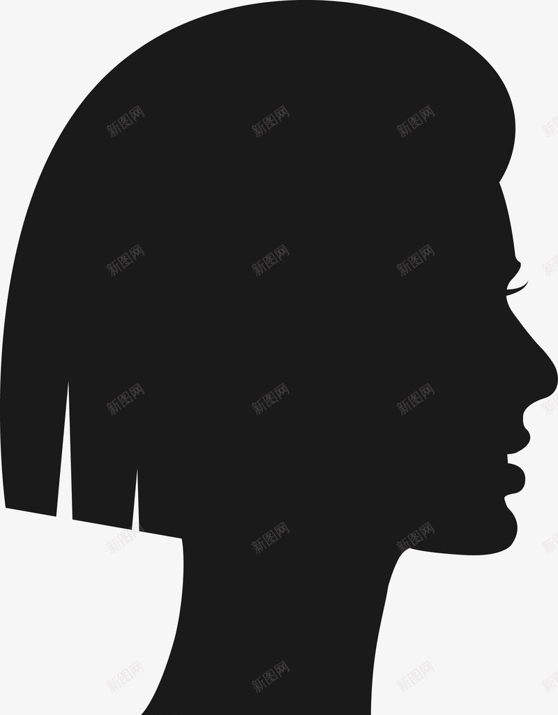 短头发女人剪影图图标png_新图网 https://ixintu.com 五官 人 卡通 口鼻 头 头部 头部剪影 女人 女孩 角色 身体 轮廓 面孔剪影