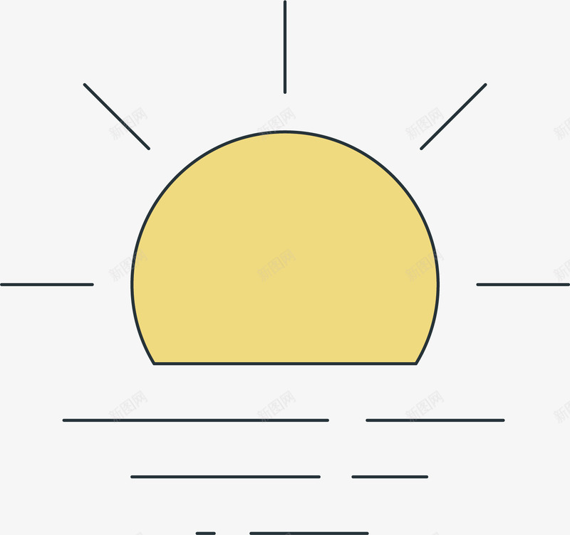 手绘晴天标图标png_新图网 https://ixintu.com 卡通有趣 扁平化 矢量图案 线性装饰 装饰图标 黄色太阳