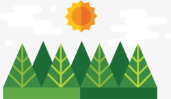 请爱护植物绿色扁平太阳树林高清图片