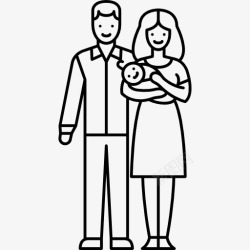 丈夫妻子夫妇与新生儿图标高清图片