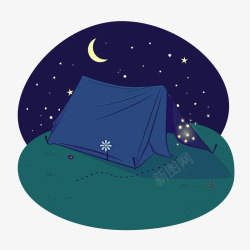 郊外野营夜晚的郊外野营帐篷插画高清图片