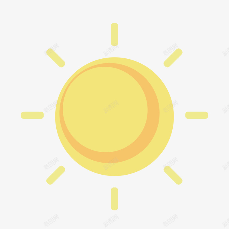 黄色扁平化太阳元素矢量图ai免抠素材_新图网 https://ixintu.com 光芒 卡通插画 发光 扁平化 照耀 质感 黄色 矢量图