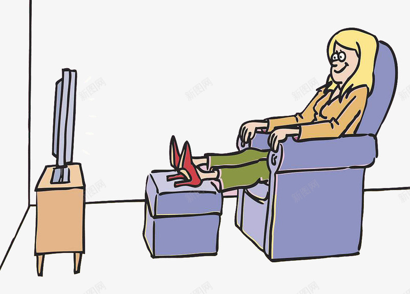 女人看电视png免抠素材_新图网 https://ixintu.com 坐在沙发上看电视 妇女看电视 家人看电视 家里女人看电视 手绘看电视 看电视