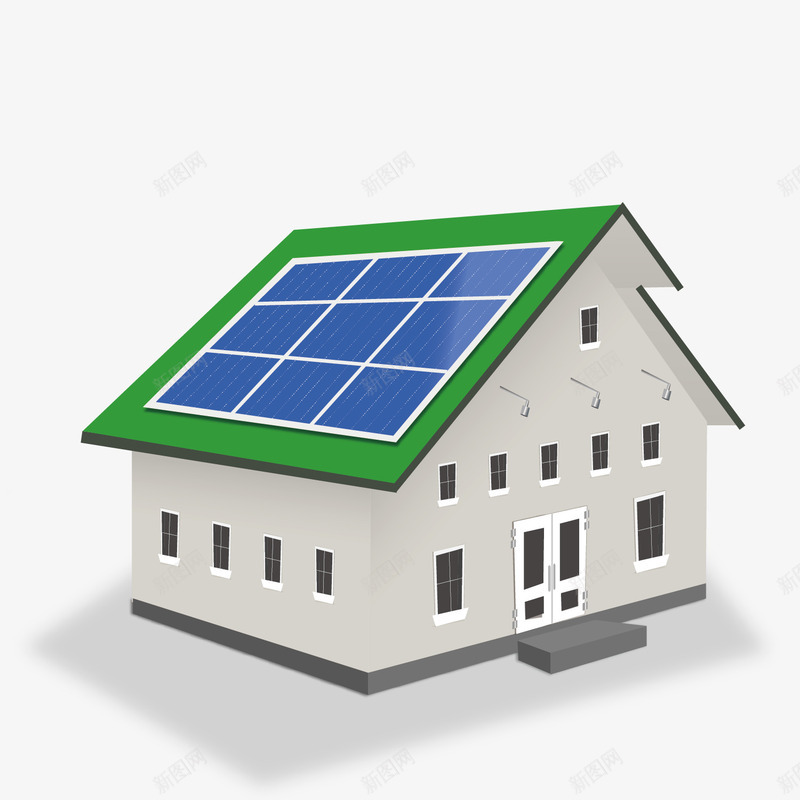 安装太阳能的小房子png免抠素材_新图网 https://ixintu.com 发电 太阳能 房子 新能源