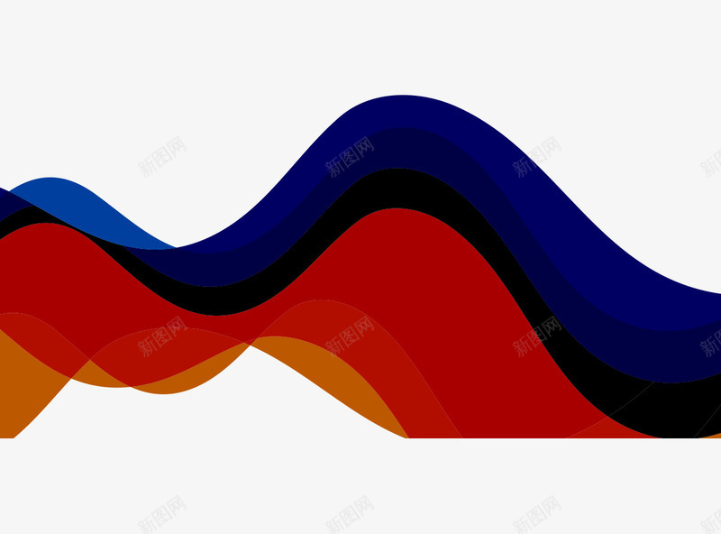 插画彩色渐变波浪蓝红png免抠素材_新图网 https://ixintu.com 彩色渐变 插画 波浪
