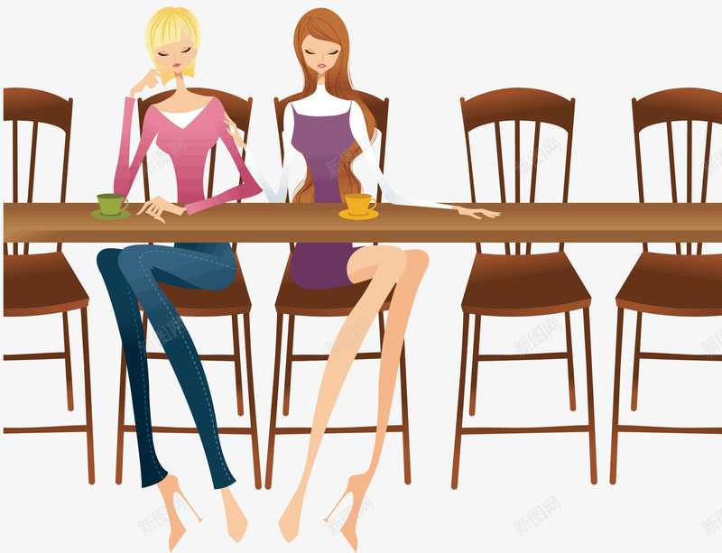 喝下午茶矢量图ai免抠素材_新图网 https://ixintu.com 下午茶 咖啡 坐着的女人 矢量素材 约会 矢量图