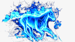 蓝色骏马飞奔的马匹高清图片