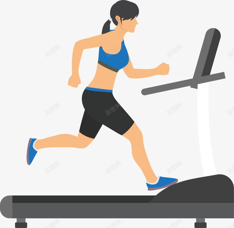 人物插画跑步的女人png免抠素材_新图网 https://ixintu.com 人物插画 健身 快速奔跑 跑步的女人 锻炼身体 黑色跑步机