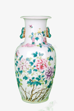 牡丹花精美古董花瓶素材